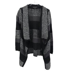 Derek Heart Cardigan Sweater Size Medium Chunky Knit Oversized Gray Black